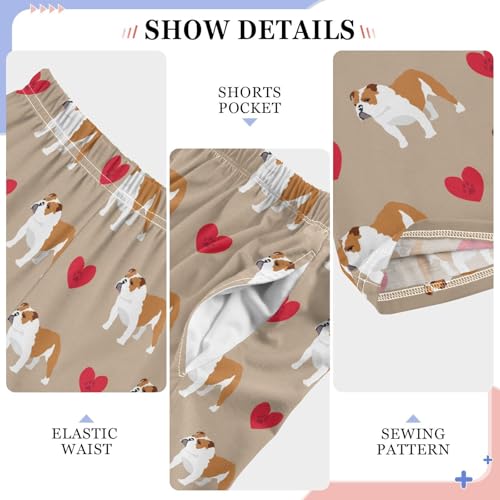 French Bulldogs Love Heart Boys Long Pants Soft Trousers Elastic Waist Kids Lounge Bottoms with Pockets S-XL4