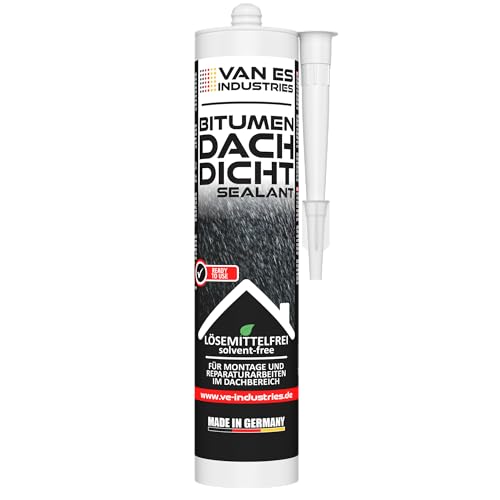 VAN ES INDUSTRIES Bitumenkleber 1x 300ml Kartusche für Montage- und Reparaturarbeiten im Dachbereich | lösemittelfrei | geruchsneutral | gebrauchsfertig | für Polystyrol geeignet