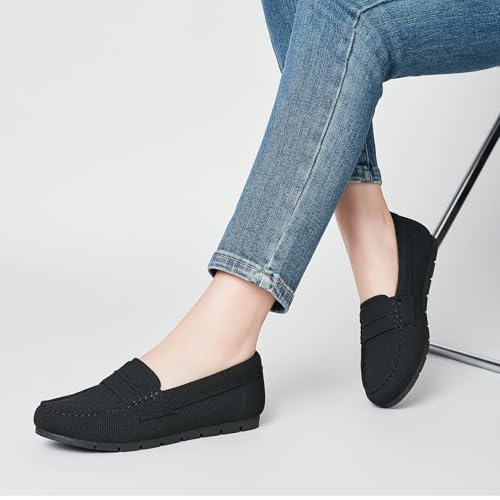 Image of Cvistpieo Loafers for Women Comfortable Dressy Casual Work Flats Lightweight & Breathable Slip On Walking Shoes Knit