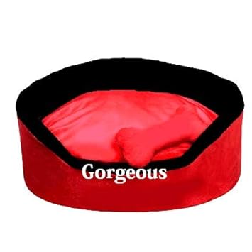 Gorgeous Reversable Red,Black Color Round Shape Ultra Soft Ethnic Designer Bed for Dog/Cat (Export Quality) Size-Medium