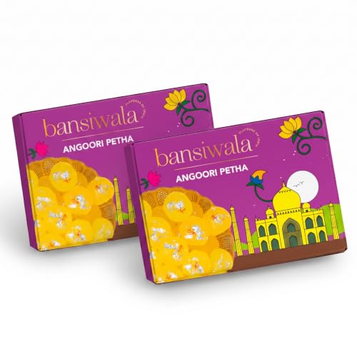 Image of Bansiwala Angoori Petha 350g Pack of 2 - Original Agra Ka Petha | Soft and Juicy Indian Sweet | Sweets Gift Box | Vegan & Preservative-Free | Delicious Indian Mithai!