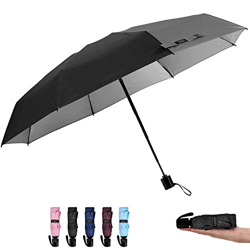 G4Free Mini Compact Travel Umbrella UV Protection Sun & Rain Umbrella for Women Kids,Small Folding Umbrellas Lightweight Portable Collapsible(Black 2)