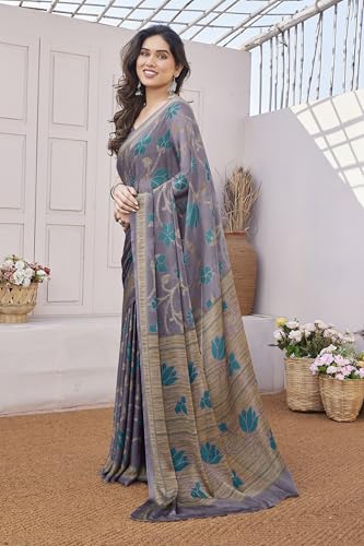 Image of MIRCHI FASHION Saree for Woman Chiffon Floral Printed | Lightweight Daily Wear Women's Sari with Unstitched Blouse Piece (Available in 20 Colors)