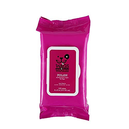 Wags-Wiggles-Polish-Multipurpose-Wipes-for-Dogs-Clean-Condition-Your-Dogs-Coat-Without-A-Bath-Fresh-Very-Berry-Scent-Your-Dog-Will-Love-100-Count