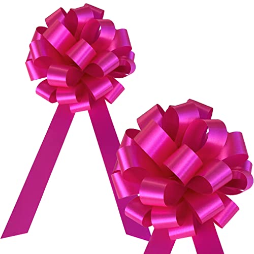 Fuchsia Rose Pink Pull Bows with Tails - 8
