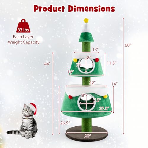Árbol de Navidad para Gatos Tangkula 60 Pulgadas miniatura 5