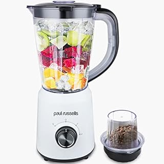 paul russells Electric Blender Smoothie Milkshake Maker, Jug 500W Stainless Steel Blades, 2 Speed Control with Pulse Function1.5L Jar Chopper Coffee Grinder 3 Year Guarantee