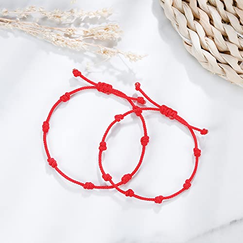 JENDEAR SHINE 7 Knot Bracelet, Kabbalah Red Bracelet, Red String Amulet Protect Good Luck Destiny, Suitable for Women Men Couple Mother Daughter4