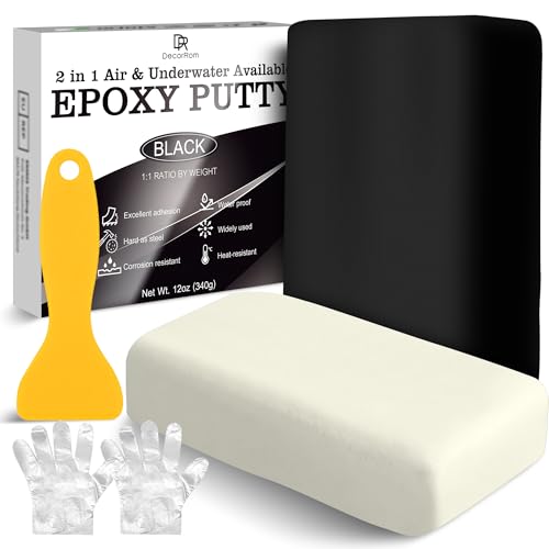 Stucco Epossidico - 340 g Stucco Epoxy Riparazione Bicomponente per Riparare, Riempire, Scolpire - Mastice Colla Epossidica, Argilla Modellabile per Incollare Metallo, Plastica, Ceramica (Nero)
