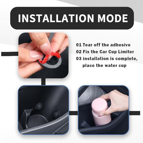 Limitador para portavasos de auto 6 pcs silicona negro miniatura 6