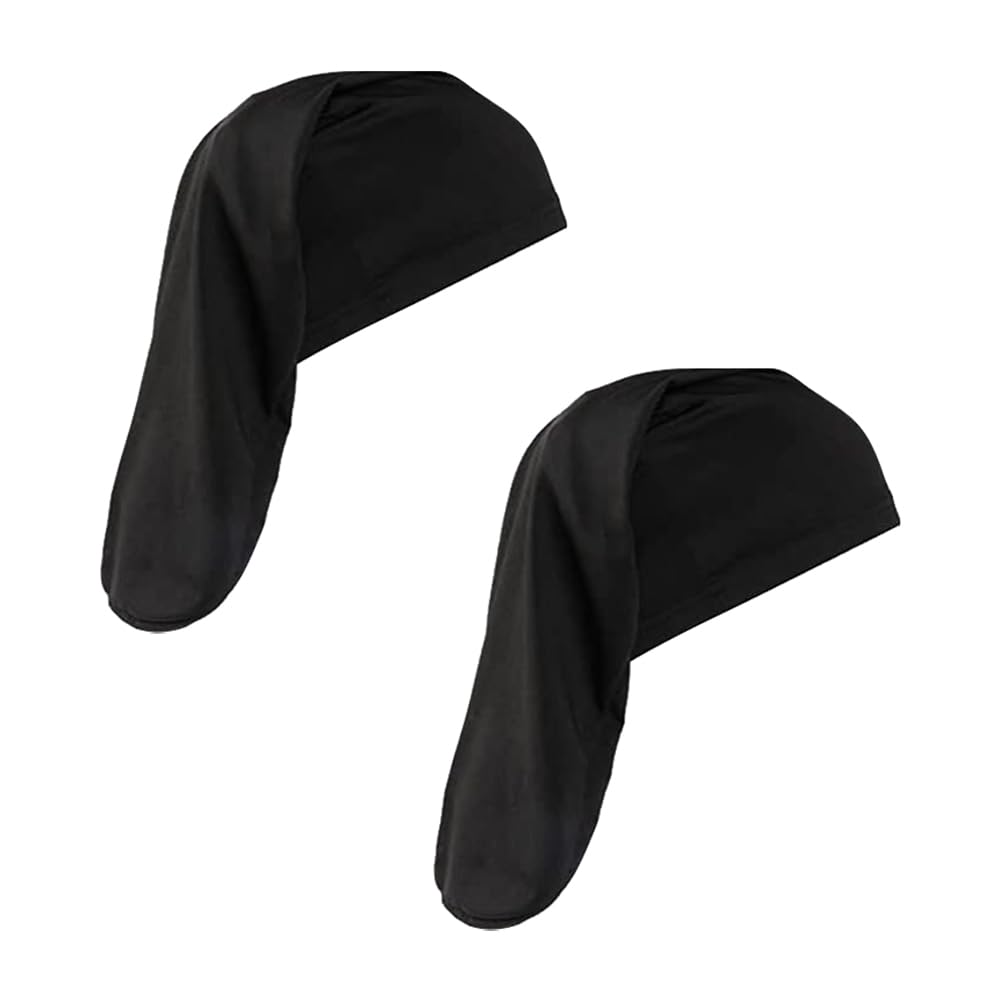 Hugede Unisex Black 2 Pcs Dreadlock Caps Bonnet Sleep Cap Long Hair Dreads Head Wraps Night Sleeping Cap Braid Hair Cap For Men Women