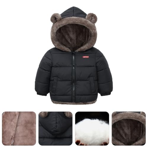 Abrigo de invierno negro de 130 cm ropa cálida acolchada con capucha 7