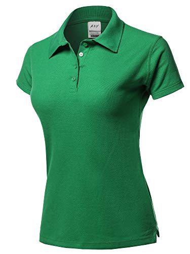 A2Y Women's Basic Casual Essentials 4-Button Junior-Fit PK Cotton Pique Polo Shirt