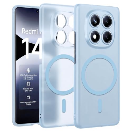 Image of DIZORO Matte Case for Redmi Note 15 Compatible with MagSafe, Camera Lens Full Protection, Shockproof Translucent Frosted TPU Soft Phone Cover, Anti-Fingerprint (Sky)