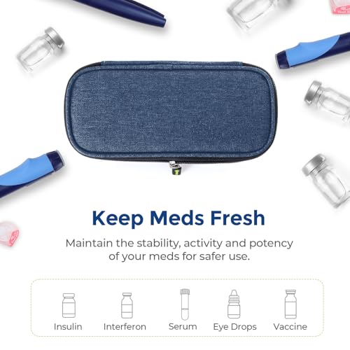 Image of AUVON Insulin Cooler Travel Case, Diabete Care, 2x90g TSA-Approved Ice Pack | Diabetic Medication Insulated Cooling Bag for 2 Insulin Pens and Diabetic Supplies Storage, Compact for Daily Life and Trips