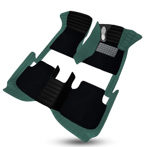 Image of Antiskid Exclusive Combination 9D Car Mat Full Set for Mahindra XEV 9S 2026 | Luxury Leather Dual-Stitch Full Set 9D Car Floor Mat || 100% Waterproof ||Color: Black Leaf-Green