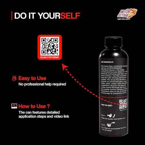 Image of Windshield Washer Fluid for Car| 10ml Dilution per 1L Water | 250ml (275g) | Streak-Free Glass Cleaning | Removes Dust, Bugs & Road Grime | Safe for Wiper Blades & Car Glass