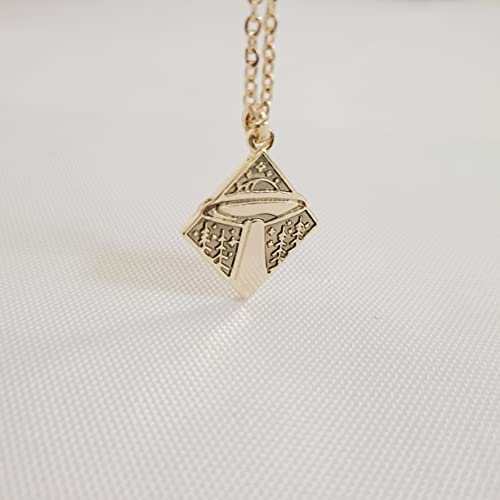 10K Gold Color Spacecraft UFO Pendant Necklace2