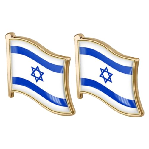 jojofuny 2個イスラエル国旗 ブローチ 合製 ラペルピン 服 ハット デコレーション用 国旗 バッジ 装飾 ピン