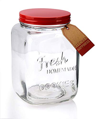 Home Essentials 1375-HE Glass Cookie Jar, Red
