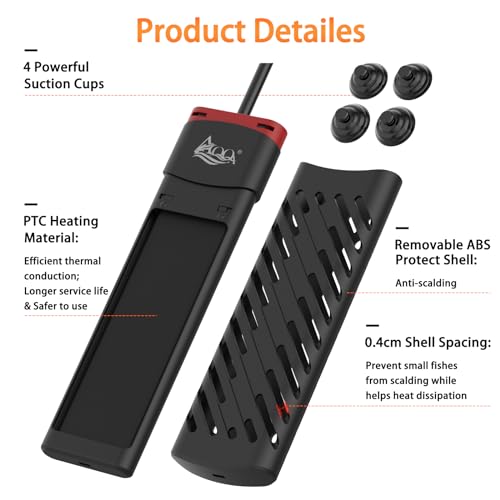 Chauffe-aquarium PTC 500W AQQA avec contrôleur LED et protection - 7
