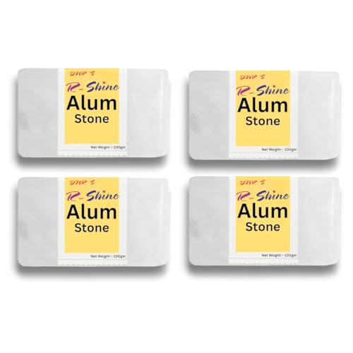 Image of DNRs Rshine Alum Stone Bar (Pack of 4) Natural Fitkari Stone for Skin Tightening & Water Purification | Crystal White Alum Bar for Underarms (100 G)