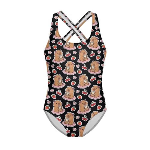 Image of One Piece Swimsuit for Girls Kids Quick Dry Bathing Suit with Crossback Strap Summer Beach Swimwear Size 5T-14