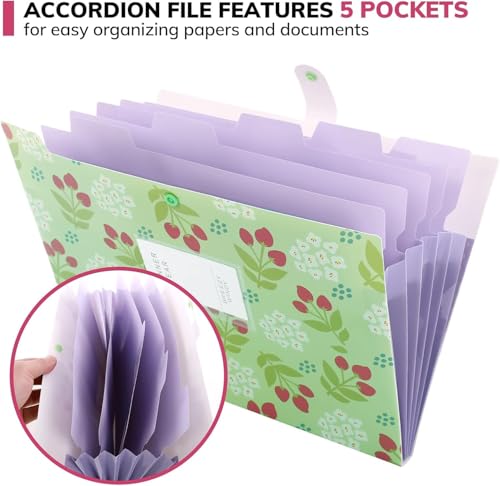 Image of Corslet File Folder for Documents A4 Size Paper Office Students Certificate Holder Storage Organizer 5 Pockets (Pack of 2)