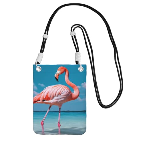 Flamingo in Water Crossbody Phone Bag for Women Men Waterproof Mini Cellphone Purse Wallet Small Crossbody Bags with Adjustable Strap Travel Cell Phone Pouch Belt Pouch