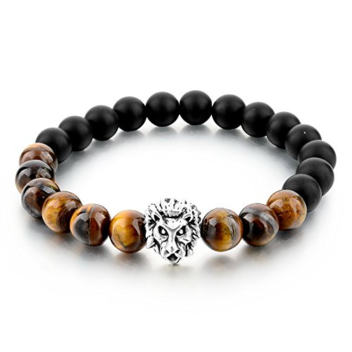 Hot And Bold Tiger Charm Natural Stone Beads Reiki Positive Energy Bracelet.