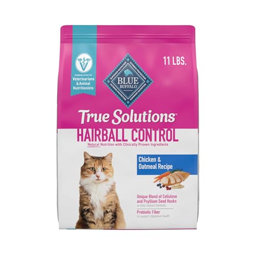 Blue Buffalo True Solutions Hairball Control Natural Dry Cat Food for Adult Cats, Chicken, 11-lb. Bag