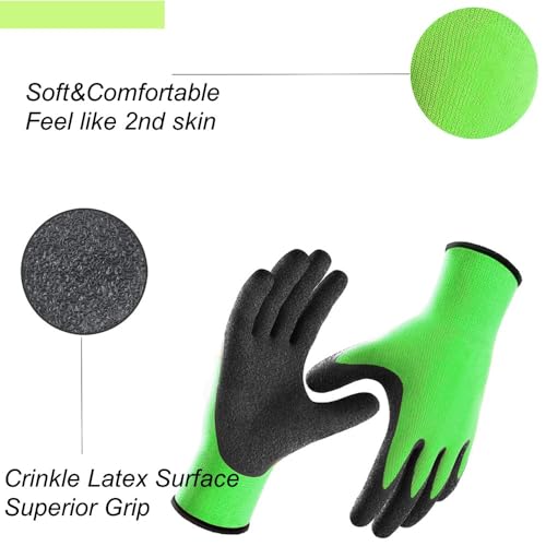 GAVOROHANS 3 Pairs Gardening Gloves Superior Grip Work Gloves Durable Comfortable Breathable Multipurpose for Gardening Construction, Logistics,Warehousing,Landscaping (3Pairs Medium)