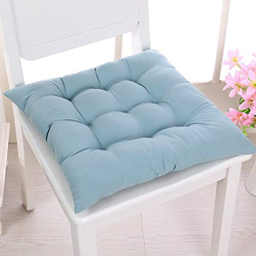 Home Spaces Quality & Luxury Comfort Cotton Chair Pad/Cushion (Set of 1,15 x 15 Inches) (15 x 15 Inches, Aqua Blue)