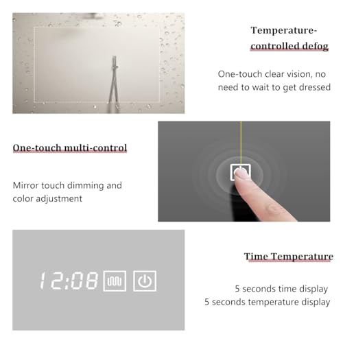 Miroir de bain LED 3 couleurs variable et désembueur