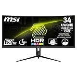 MSI MAG 342CQR E2 Écran Gaming incurvé 34" UWQHD - Dalle VA 1500R 3440 x 1440, 180 Hz / 1 ms (MPRT), Adaptive-Sync - DP 1.4a, HDMI™ 2.0b CEC
