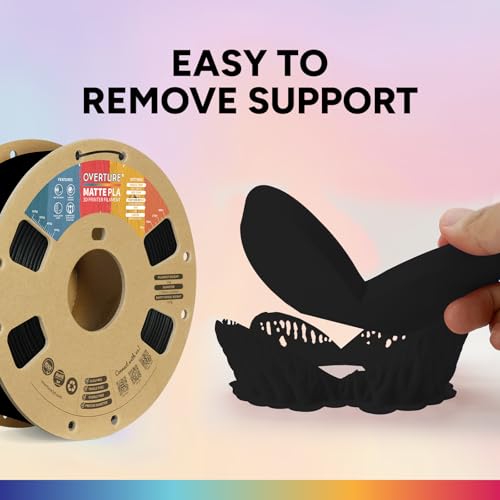 Image of OVERTURE PLA Matte 3D Printer Filament 1.75mm, PLA 1kg Cardboard Spool (2.2lbs), Dimensional Accuracy + /- 0.02 mm (Carbon Fiber Black) | Dimensional Accuracy + /- 0.02 mm, 1kg Spool (2.2lbs) Cardboard Spool, Fit Most FDM Printer (Carbon Fiber Black)