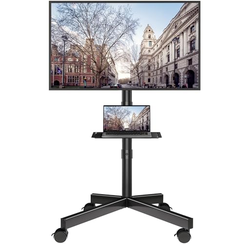 BONTEC Rolling TV Stand with Tilt, Mobile TV Stand Wheels for 23&ndash;65 Inch LED LCD TVs, Portable TV...