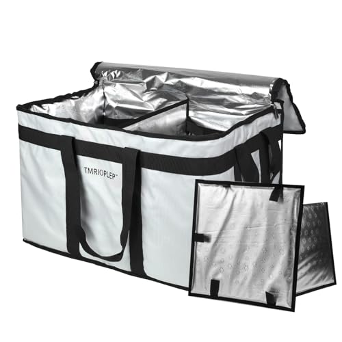 Sac isotherme distribution alimentaire chaud froid avec fond rigide gris