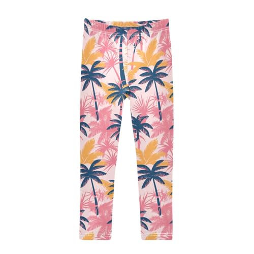 Abstract Tropics Palm Tropical Trees Kids Girl's Basic Leggings Soft High Waisted Leg Yoga Pants Gym