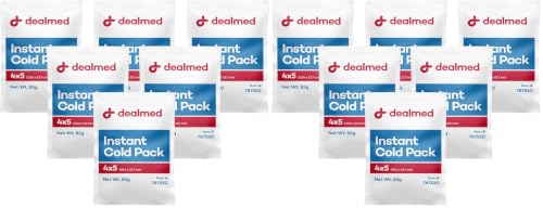 Image of Dealmed Instant Cold Pack - Pack of 12, 4 inch x 5 inch Disposable Cold Packs for Injuries, Swelling, Sprains, Muscle Soreness and More, No Refrigeration Single Squeeze Activation
