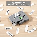5 Pack Label Tape Replacement for Brother TZe-231 TZ-231 TZe231 Tz 1/2" 12mm,Laminated Black on White 0.47" for pTouch Printer PT-D400 PT-D210 PT-D200 PT-D600 PT-1890 PT-H110 Label Maker