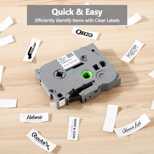 5 Pack Label Tape Replacement for Brother TZe-231 TZ-231 TZe231 Tz 1/2" 12mm,Laminated Black on White 0.47" for pTouch Printer PT-D400 PT-D210 PT-D200 PT-D600 PT-1890 PT-H110 Label image 8