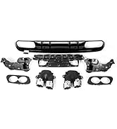 Car Rear Lip,Yctze rear Diffuser for C43 Look Diffuser Sliver Chrome Quad Exhaust Tips Replacemen...