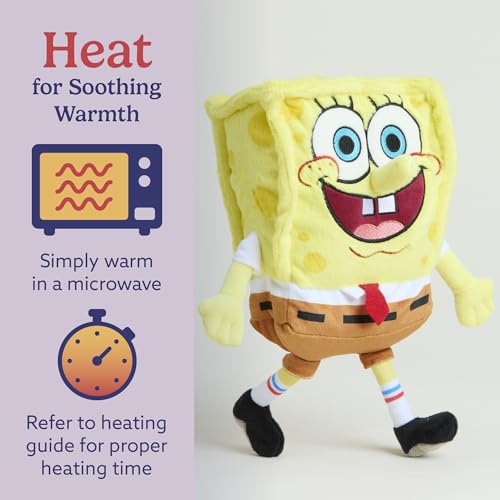 Image of warmies x Spongebob Plush, Microwavable Weighted Plushies, 7.5 in | Weighted SpongeBob SquarePants Stuffed Animal, Real Grain Fill, Microwave 90 Sec, Freeze 2-3 Hrs, Calming French Lavender