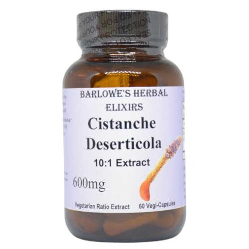 Barlowes Herbal Elixirs Cistanche Extract | Cistanche Deserticola | 10:1 | 600 mg Per Capsule | 60 Veggie Capsules | Stearate Free | Glass Bottle | Non GMO