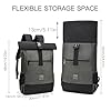 EverVanz Rolltop Laptop Rucksack -Tagesrucksack aus Leder und Polyester -Groß Rucksack Mit USB Ladeanschluss - Schulrucksack mit Laptopfach17 Zoll - Wasserabweisend Backpack für Damen & Herren #2