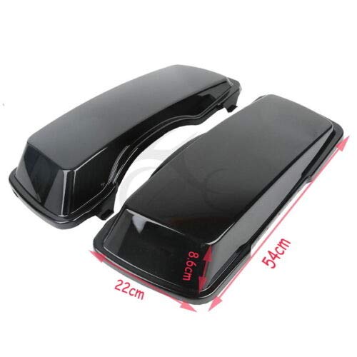 XMT-MOTO Motorcycle Parts Vivid Black Hard Saddlebag Lids fits for 1993-2013 Harley Davidson Touring Road Glide FLTRX Electra Glide FLHT Road King FLHR Street Glide FLHX