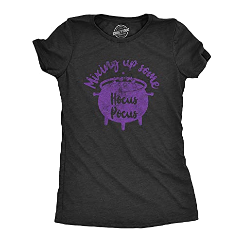 Womens Mixing Up Some Hocus Pocus T Shirt Funny Halloween Witch Cauldron Novelty Tee Funny T Shirts Halloween Tops for Women Womens Novelty Tees Black - S