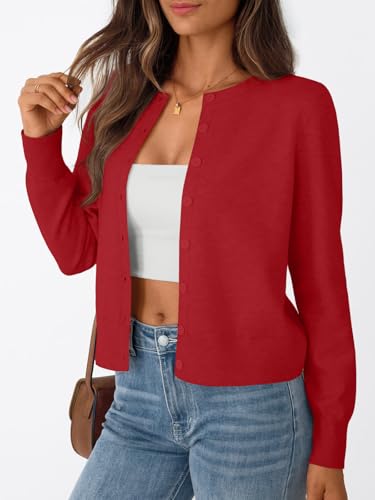 Image of Trendy Queen Lightweight Cardigan Sweaters for Women 2026 | Soft Knit Button-Down, Classic Fit Open-Front Layering Piece for Fall, Winter & Office Wear
