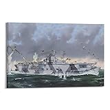  silve Vintage WW2 Deutsche Marine Flugzeugträger Graf Zeppelin Dekorative Malerei Leinwand Wandkunst Bild